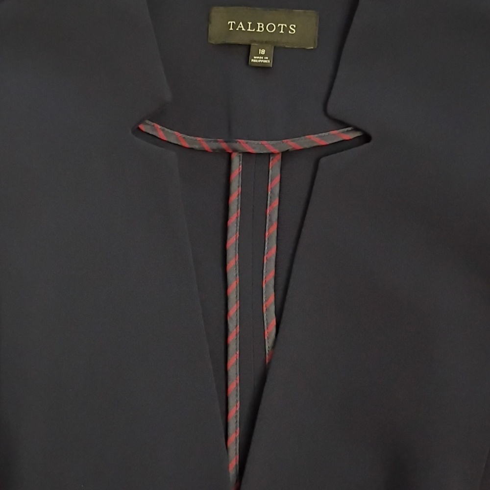 Talbots Navy Collarless Single-Button Blazer Size… - image 5